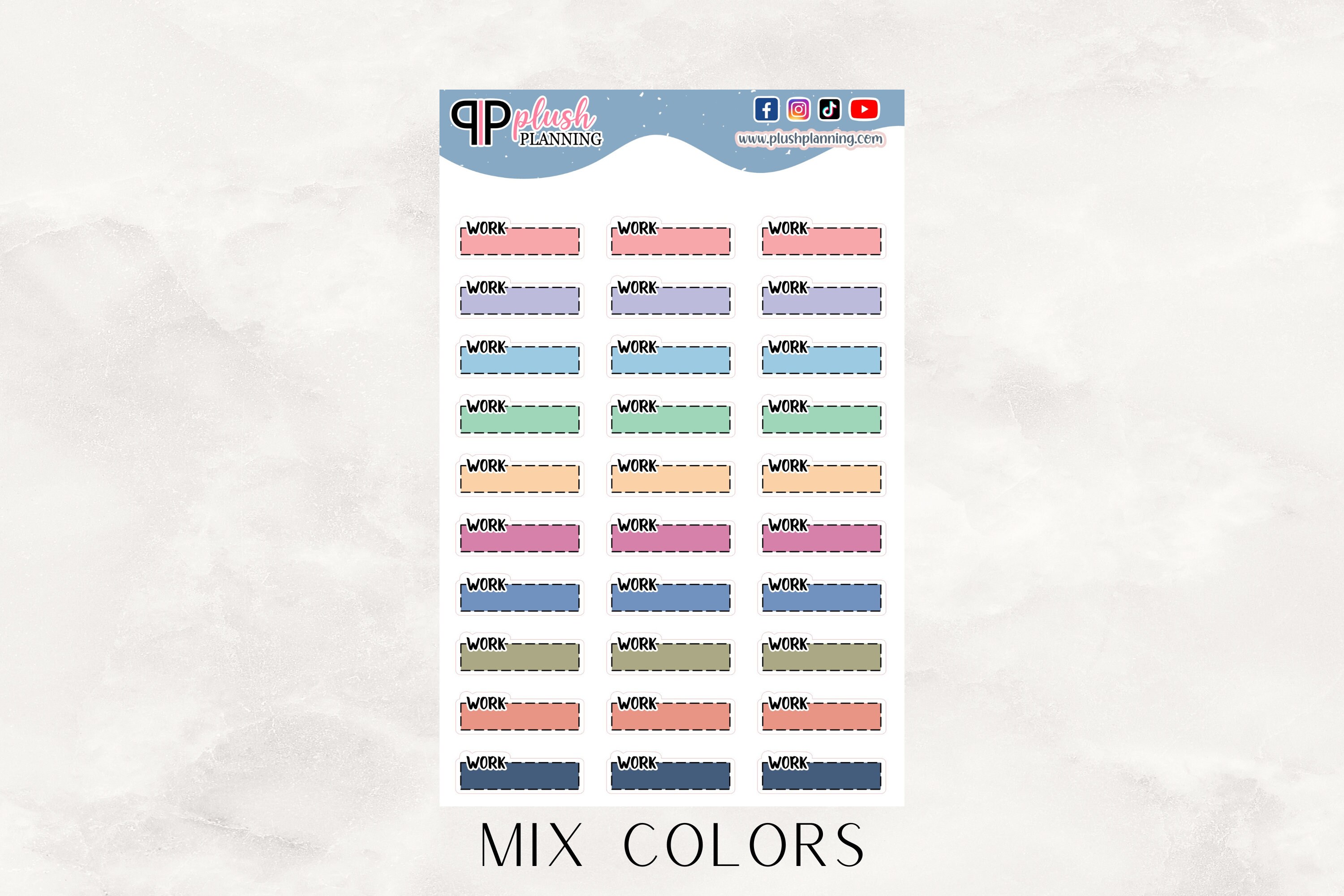 Work Dash Quarter Box Planner Stickers, Writable Functional Stickers ...