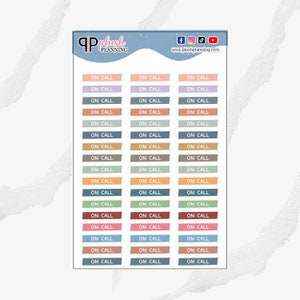 On Call Diagonal Planner Stickers, Plush Planning Colors, Removable Stickers