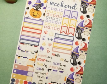 PPS-02 STYLE B Cute Owl and Friends Halloween Sampler + Add On's Kit or Full Kit Planner Stickers, Removable Stickers, Plush Planning