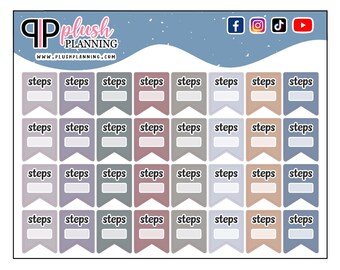 Plannerstickers stappentracker, dromerige kleuren, fitnessstickers