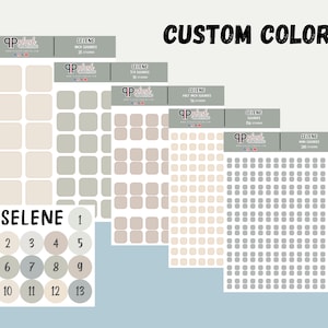 Custom Color Squares Planner Stickers, Minimalist Collection, Selene Scheme, Plush Planning