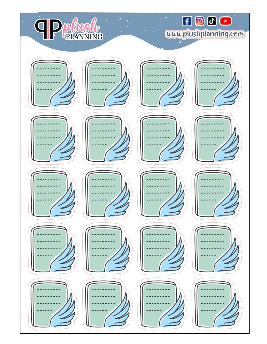 Wing Note Writable Wings Notes Clip Art Planner Stickers, Removable Matte Planner ...