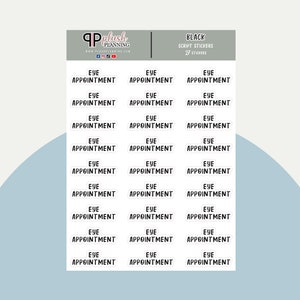 Eye Appointment Script Tracker Planner Stickers, Black Color, Minimalist Collection, Functional Stickers, Organize Planner Stickers
