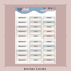 Breakfast, Lunch, Dinner Label Box Tracker Planner Stickers - Etsy