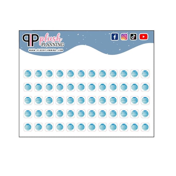 Mini pegatinas de AT&T Icon Planner, factura de internet, factura