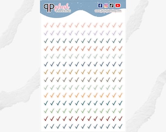 Mini adesivos de planejador de rastreador de marca de verificação, cores de planejamento de pelúcia, adesivos funcionais