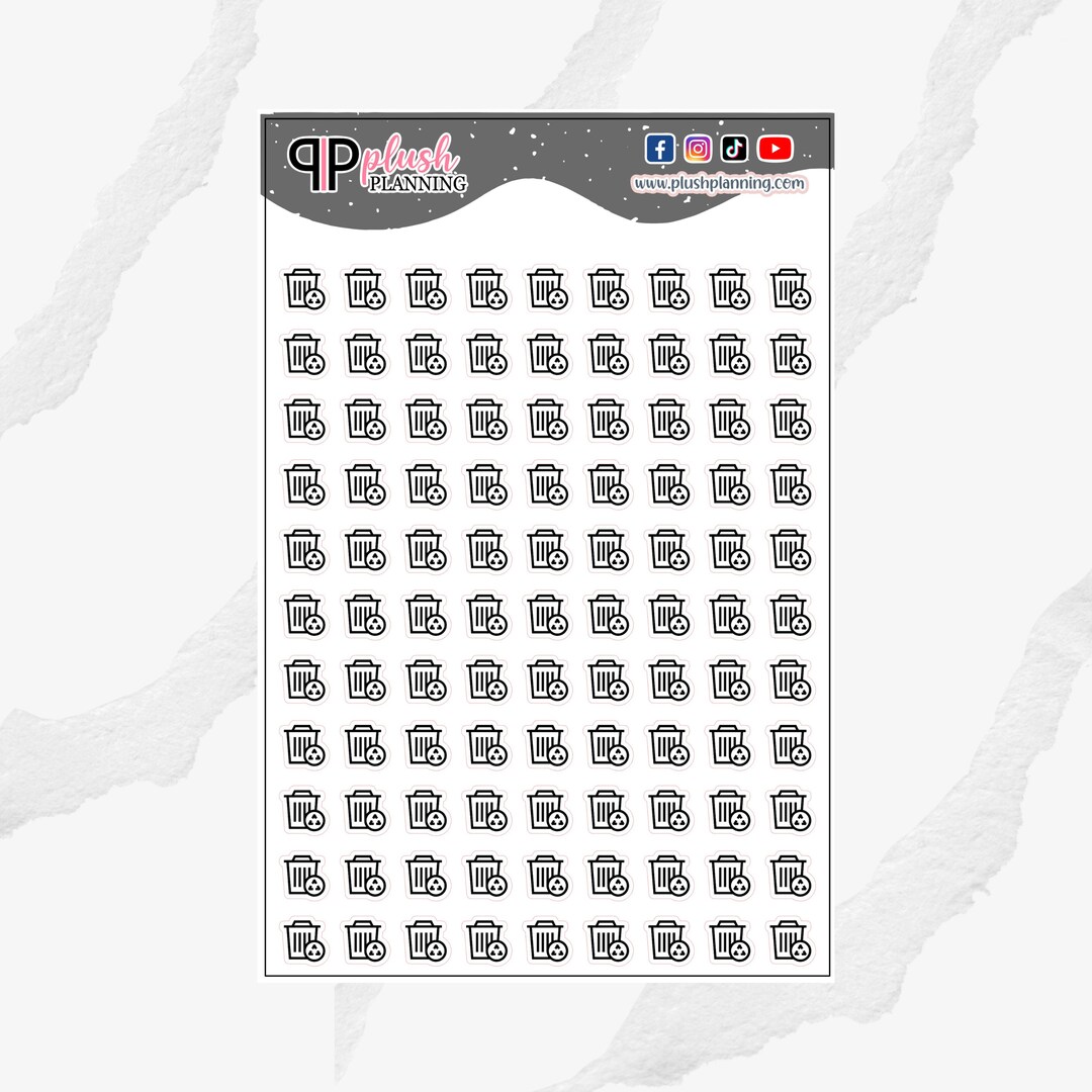 Recycle Bin Icon Planner Stickers, Recycle Tracker, Recycle Bin Tracker
