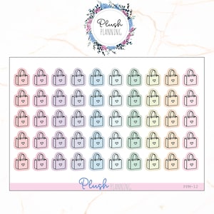 SHOPPING BAG Planner Stickers, Mix Colors, Plush Planning