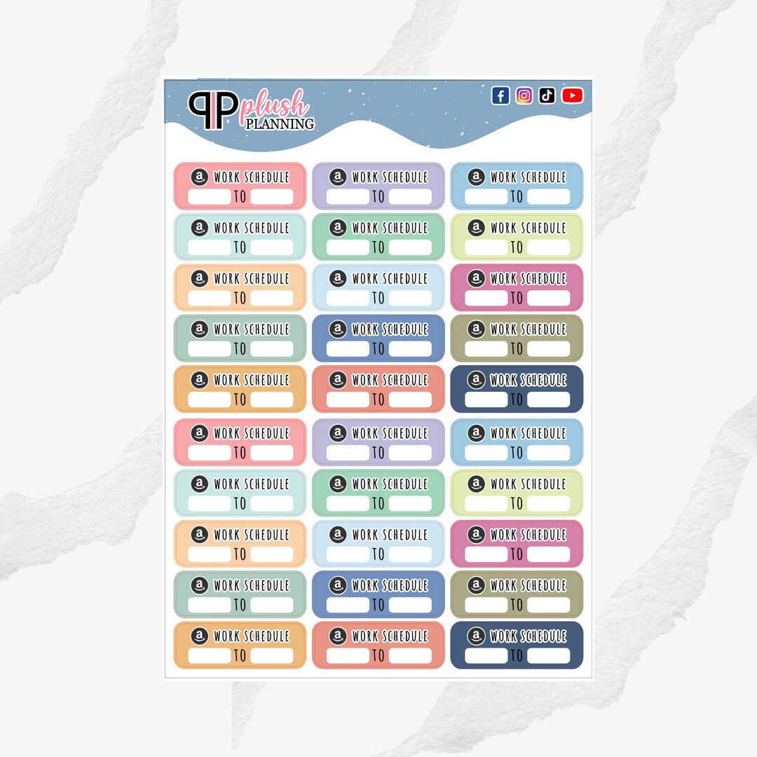 Amazon Work Schedule Tracker Planner Stickers, Functional Stickers