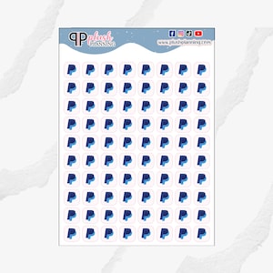 Paypal Icon Planner Stickers, Removable Stickers, Plush Planning