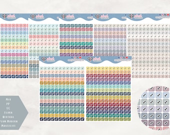 Check Mark Tracker, Square Tracker Planner Stickers, Itty Bitty Collection, Plush Planning