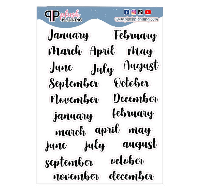 Erin Condren Monthly Scripts Planner Stickers, Cursive Scripts ...