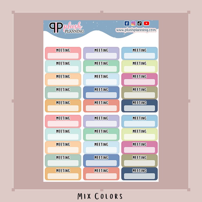 Meeting Label Box Tracker Planner Stickers - Etsy