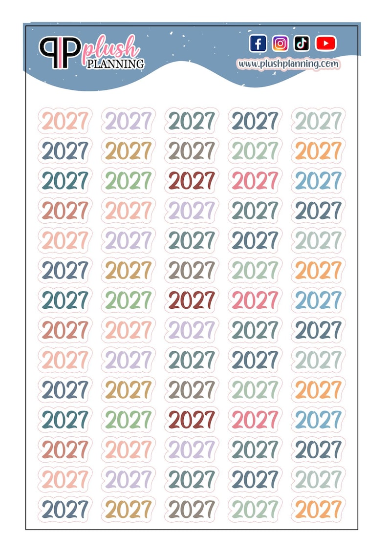 2027 Year Script Planner Stickers, Plush Planning Colors, or Black - Etsy
