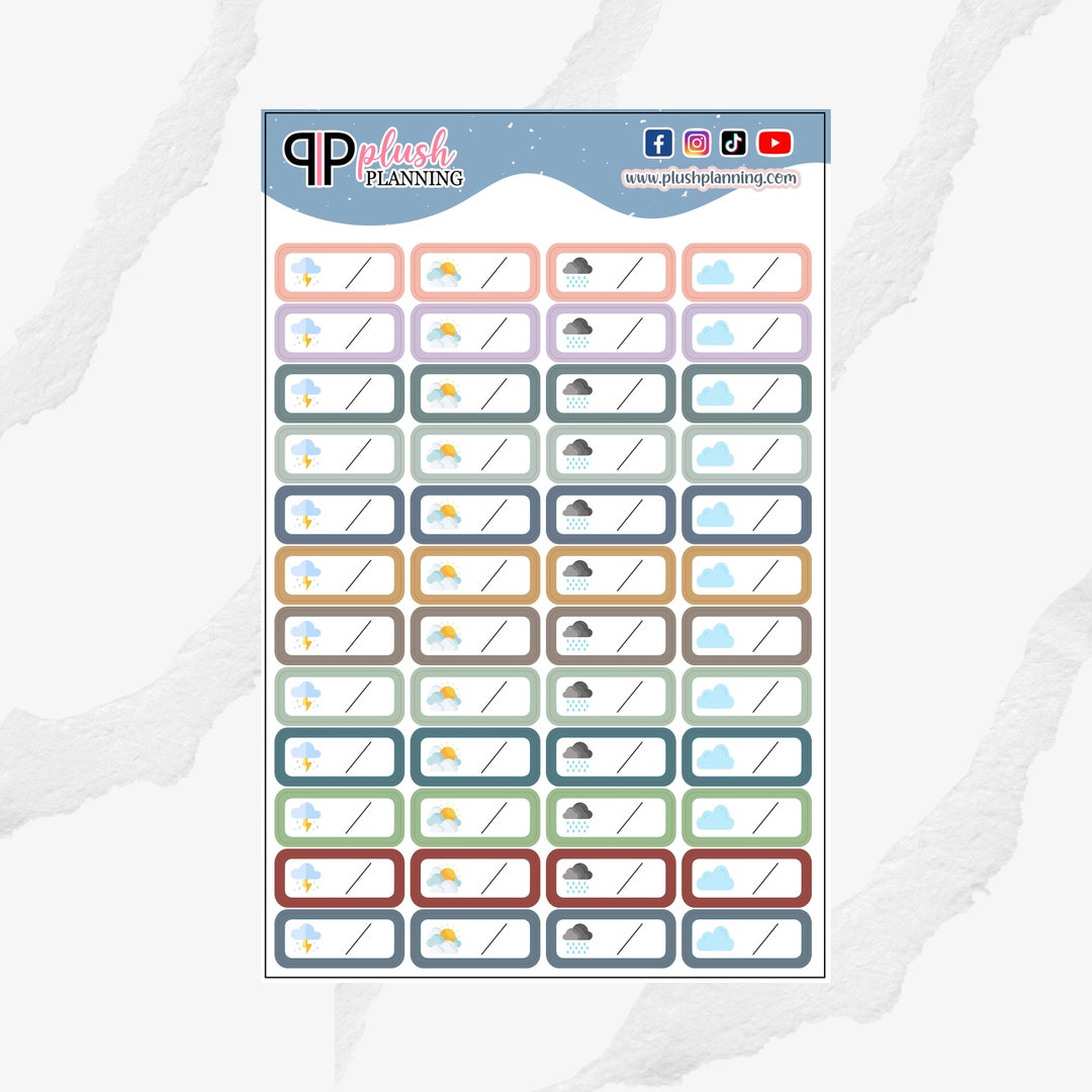Writable Weather Box Planner Stickers, Weather Tracker, Functional ...