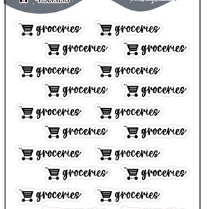 Groceries Tracker Mixed Script With Icon Planner Stickers, Mini Sheet ...