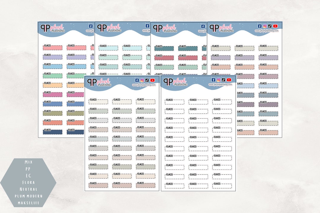 Class Dash Quarter Box Planner Stickers, Writable Functional Stickers ...