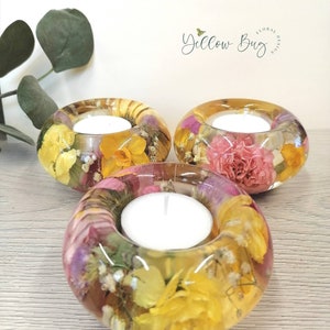 Wedding Flower Preservation Custom Made Round Tea Light using your own real flowers, memorial, anniversary, special occasion keepsake gift