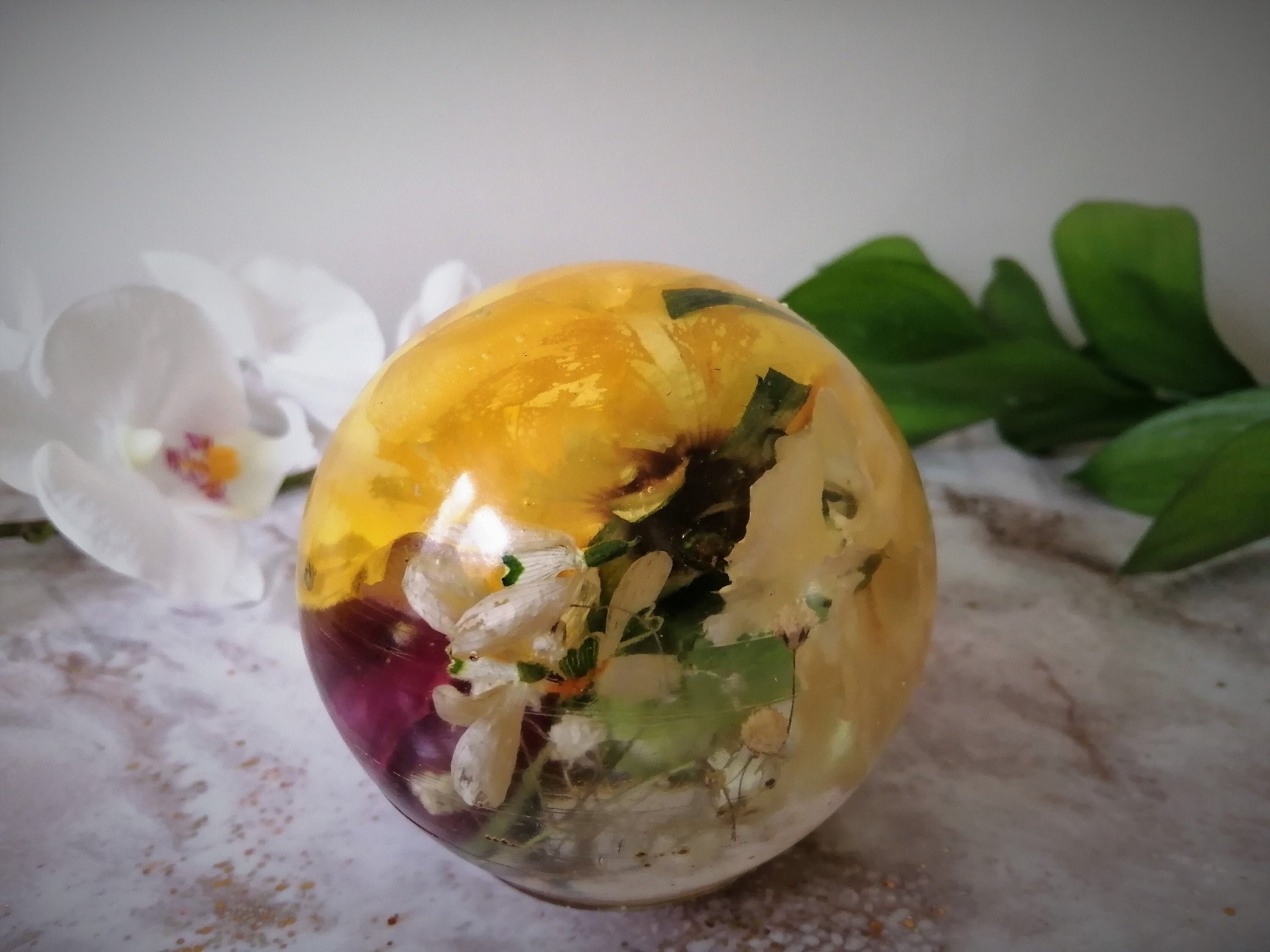 Wedding Flowers Preservation Large Resin Sphere Paperweight a Etsy