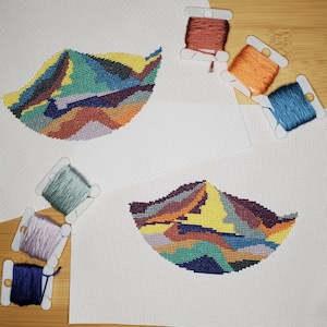 Colorful Geometric Mountains Cross Stitch Pattern