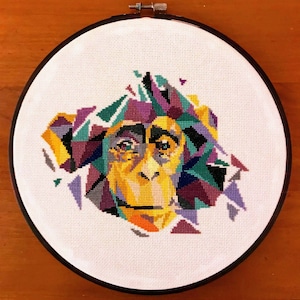 Geometric Monkey Crossstitch Pattern Instant PDF Download