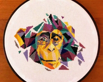 Geometric Monkey Crossstitch Pattern Instant PDF Download