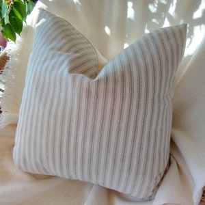 Handmade Organic Cotton Beige & Cream Pillow Cover| Modern Minimalist Striped Pillow | Modern Farmhouse Pillow | Rustic Pillow Cover