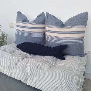 Aegean Breeze Blue striped natural cotton | Pillow cover 50cmx50cm