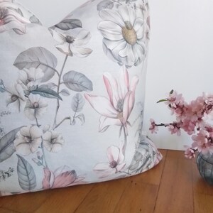 Handmade Decorative Pillow Cover | Soft Pink Wildflowers Pattern | Cottagecore Floral Cushion | Romantic Throw Pillow for Sofa or Bed