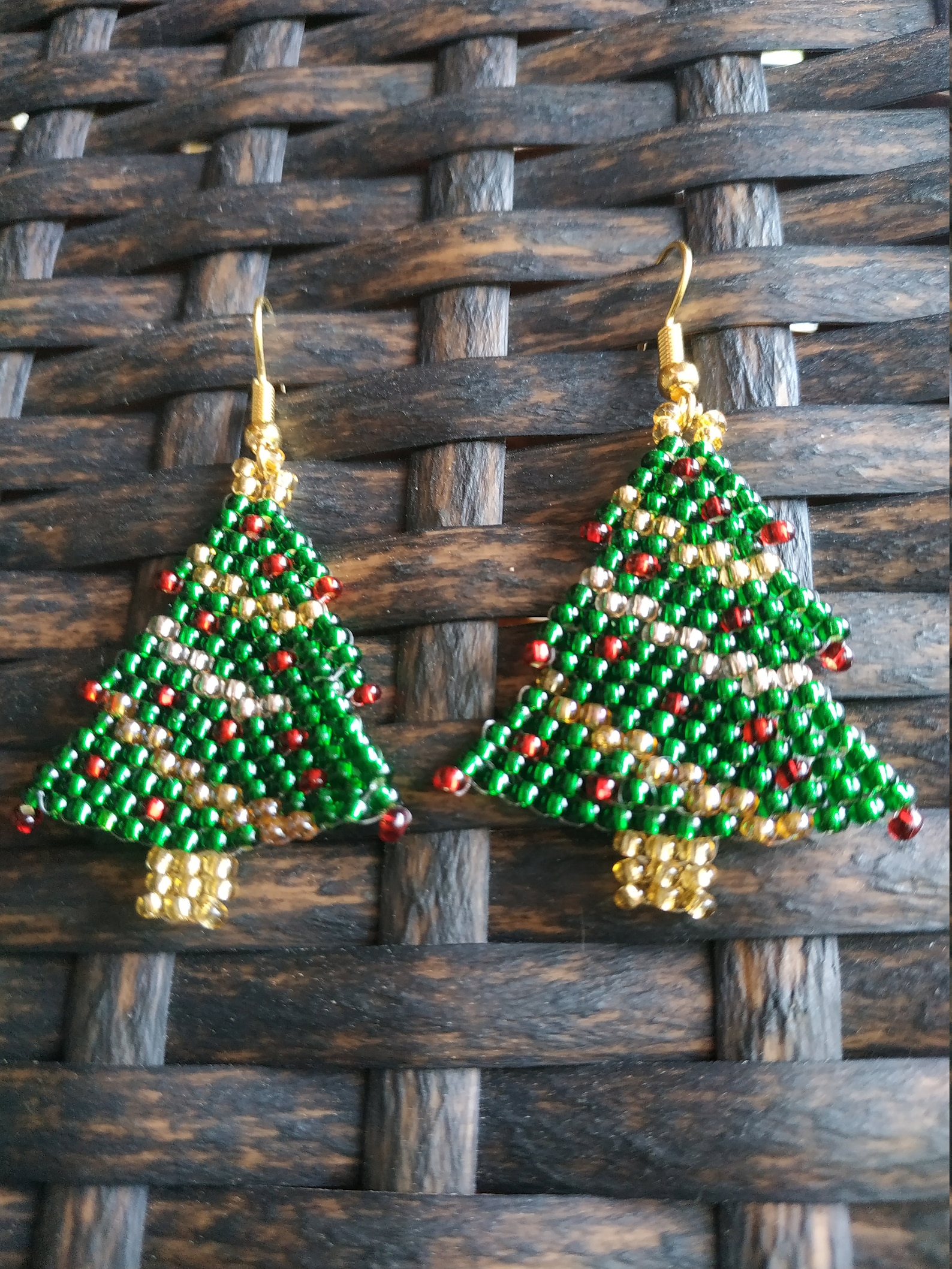 Christmas Tree Beaded Earrings Christmas Decorations Earrings Etsy