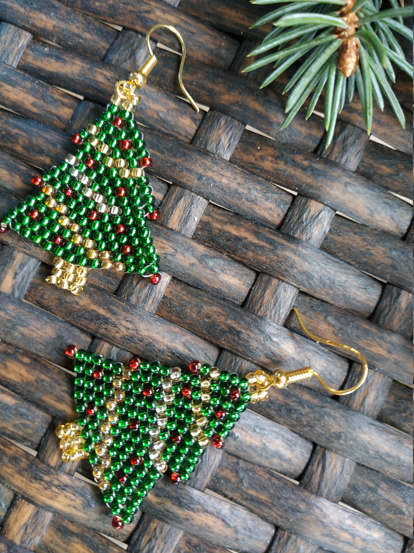 Christmas Tree Beaded Earrings Christmas Decorations Earrings Etsy