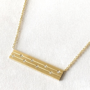 EFFY 14K Line Diamond Trapeze Bar Necklace, 16&quot;, Simple Dainty Everyday Minimalist Cartier Style Necklace