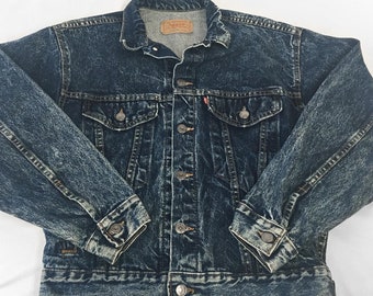 Vintage 80s Levi&#39;s Dark Acid Wash Denim Jean Jacket, Women&#39;s Sz. S