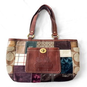 Y2K 00s Coach Gallery Holiday Patchwork Shoulder Bag, Style 11358