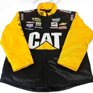 Chase Authentics Caterpillar Yellow Black Racing Jacket, Men's Sz. L, Vintage NASCAR Unisex Racing Jacket bild 1
