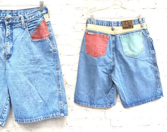 coloured denim shorts womens