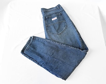 Y2K Gitano Medium Wash Striped High Rise Mom Jeans, Sz. 36" x 29"