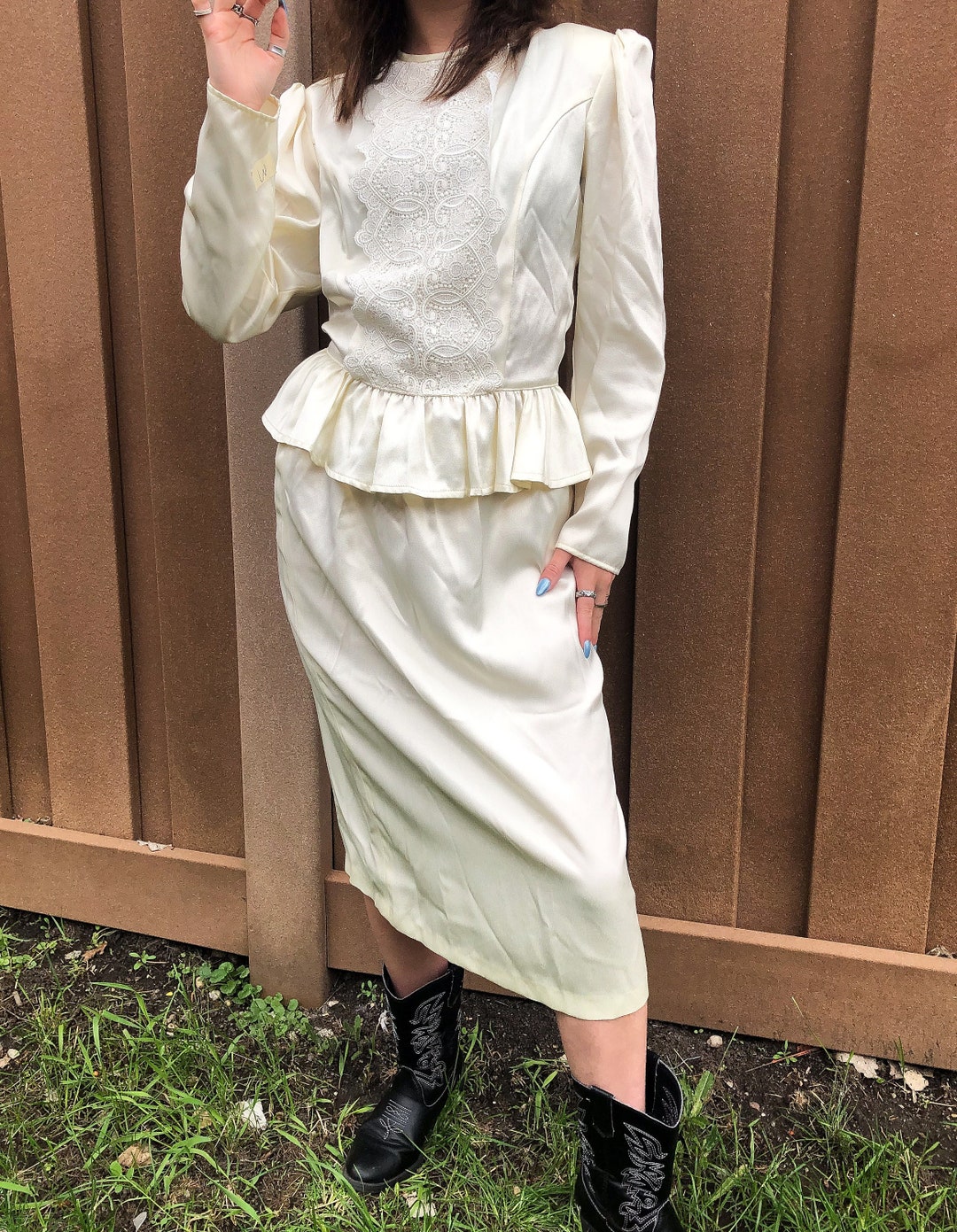 Vintage 70s Gunne Sax by Jessica Mcclintock Ivory Lace Front Top and ...