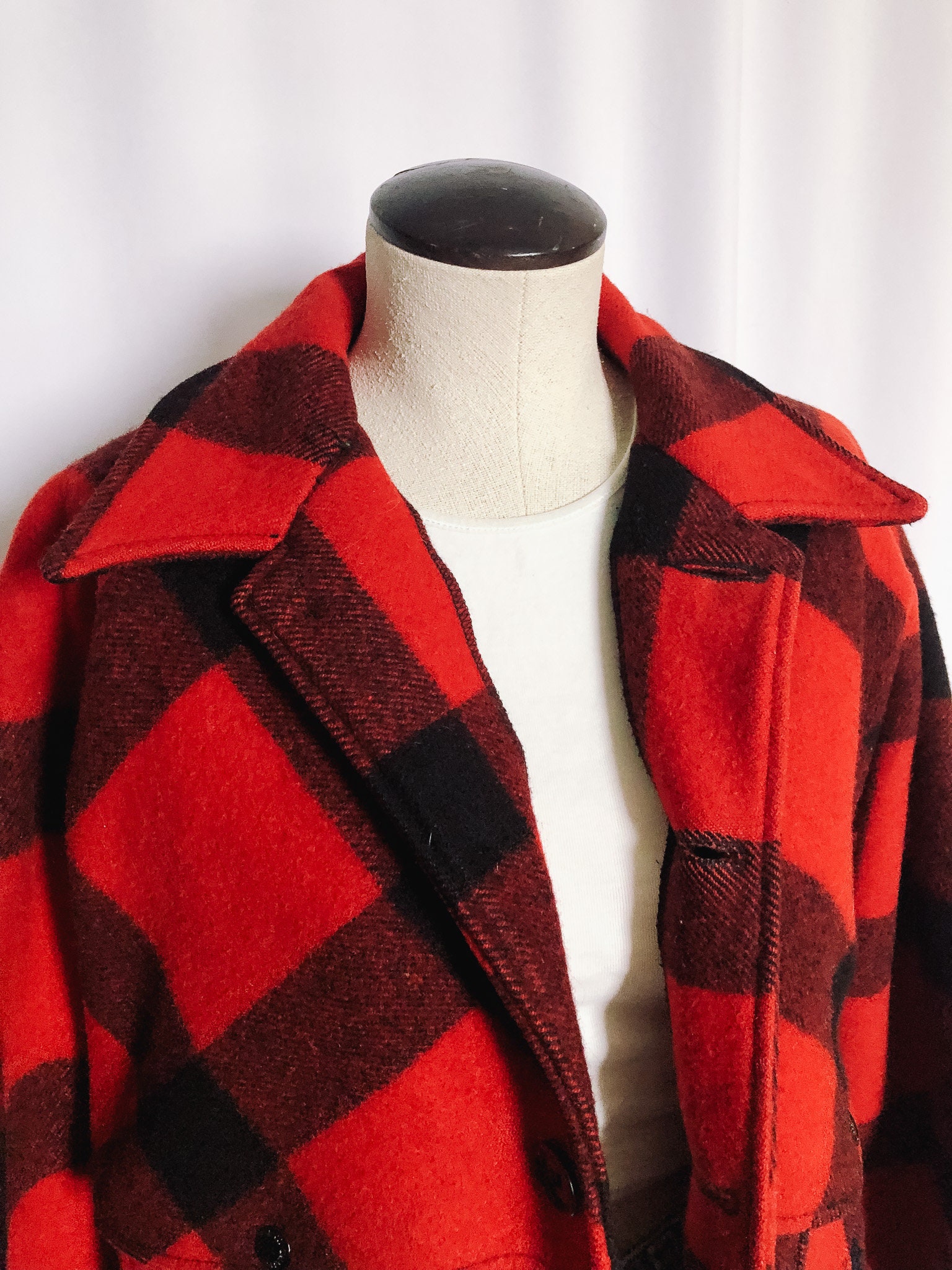 Vintage Filson Red Buffalo Plaid Jacket Red Plaid Wool Coat Etsy