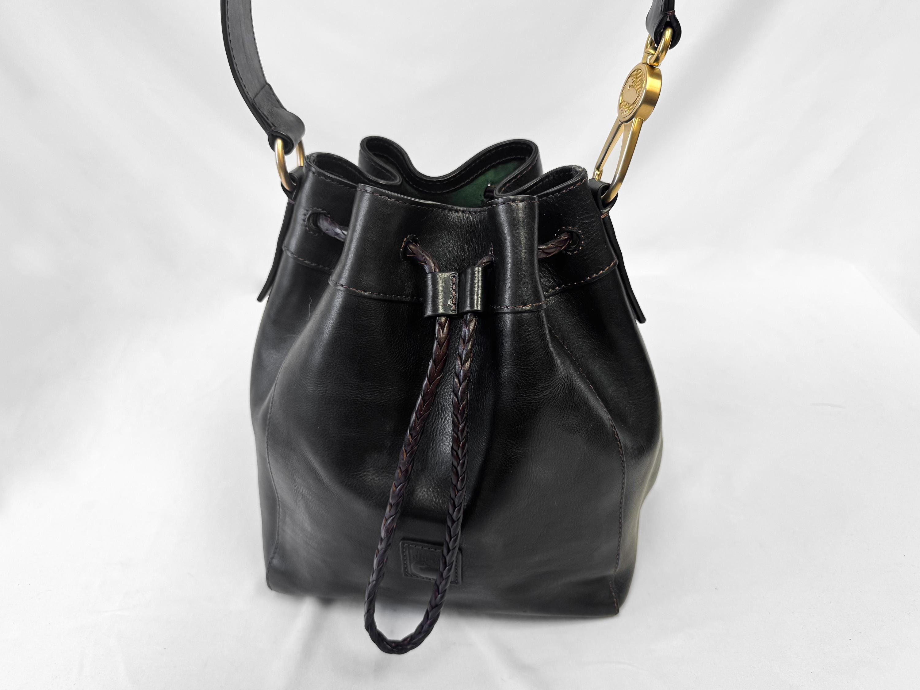 Vintage Leather Nike Air Draw String Bucket Backpack With Gold‎ Hardware Dooney Bourke Drawstring Bucket Bag - Etsy main image 3