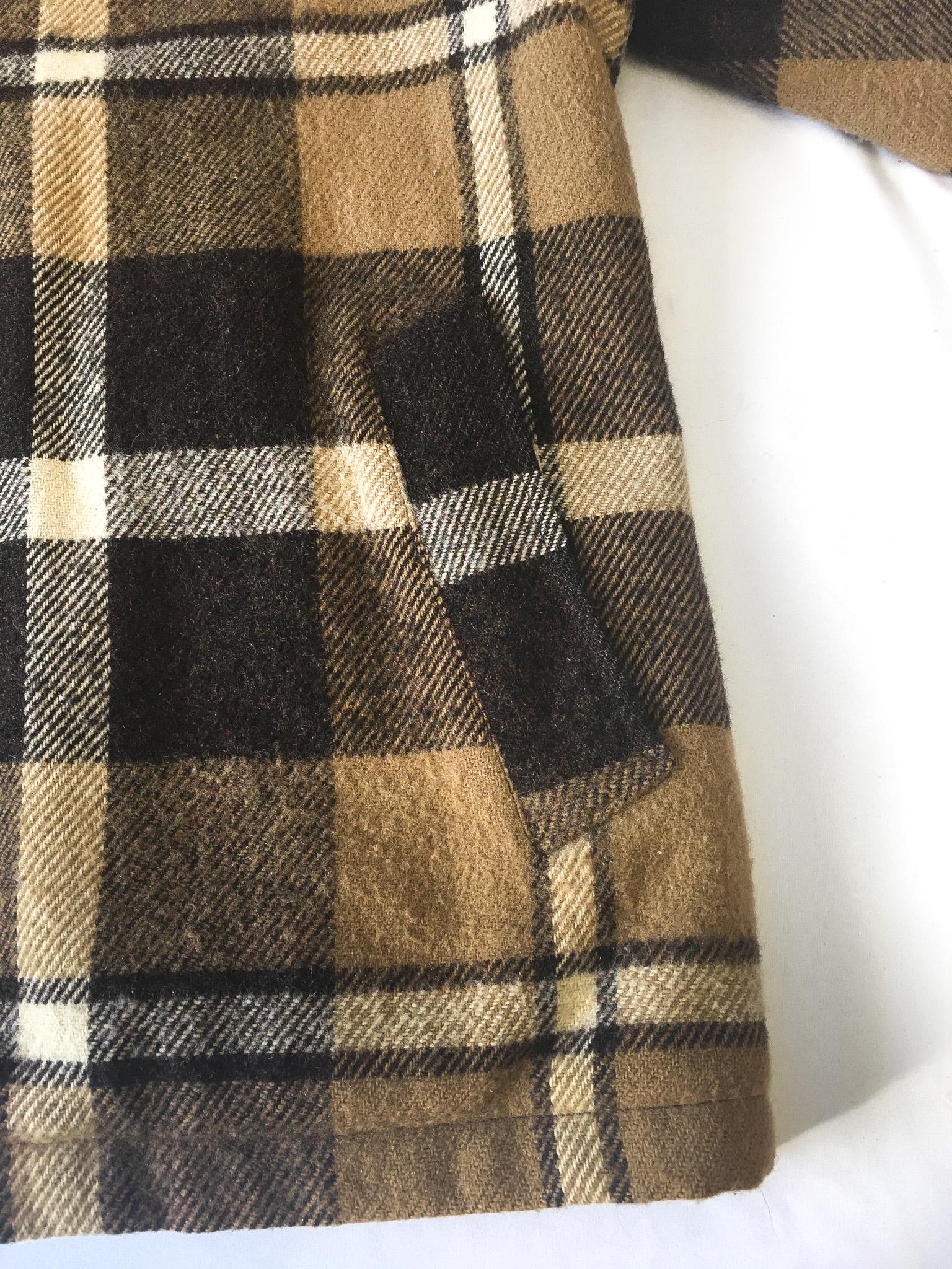 Vintage 90s Bemidji Woolen Mills Brown Plaid Wool Jacket, Sz. 42