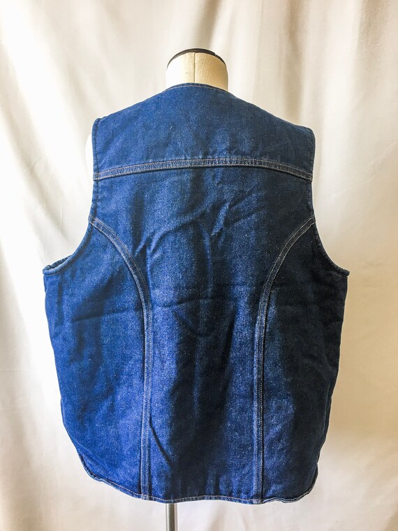 Vintage 70s Wrangler Sherpa Lined Denim Vest Denim - image 2