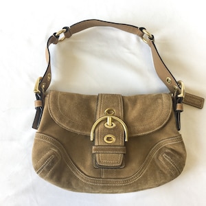 Vintage Coach Soho Shoulder Bag Buckle Flap Leather and Dark