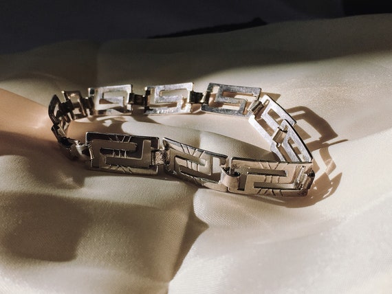 Vintage Sterling Silver 925 Taxco Mexico Thin Panel Link Bracelet 