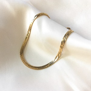 Vintage 14k Italian Gold Herringbone Chain Bracelet, 2.85mm