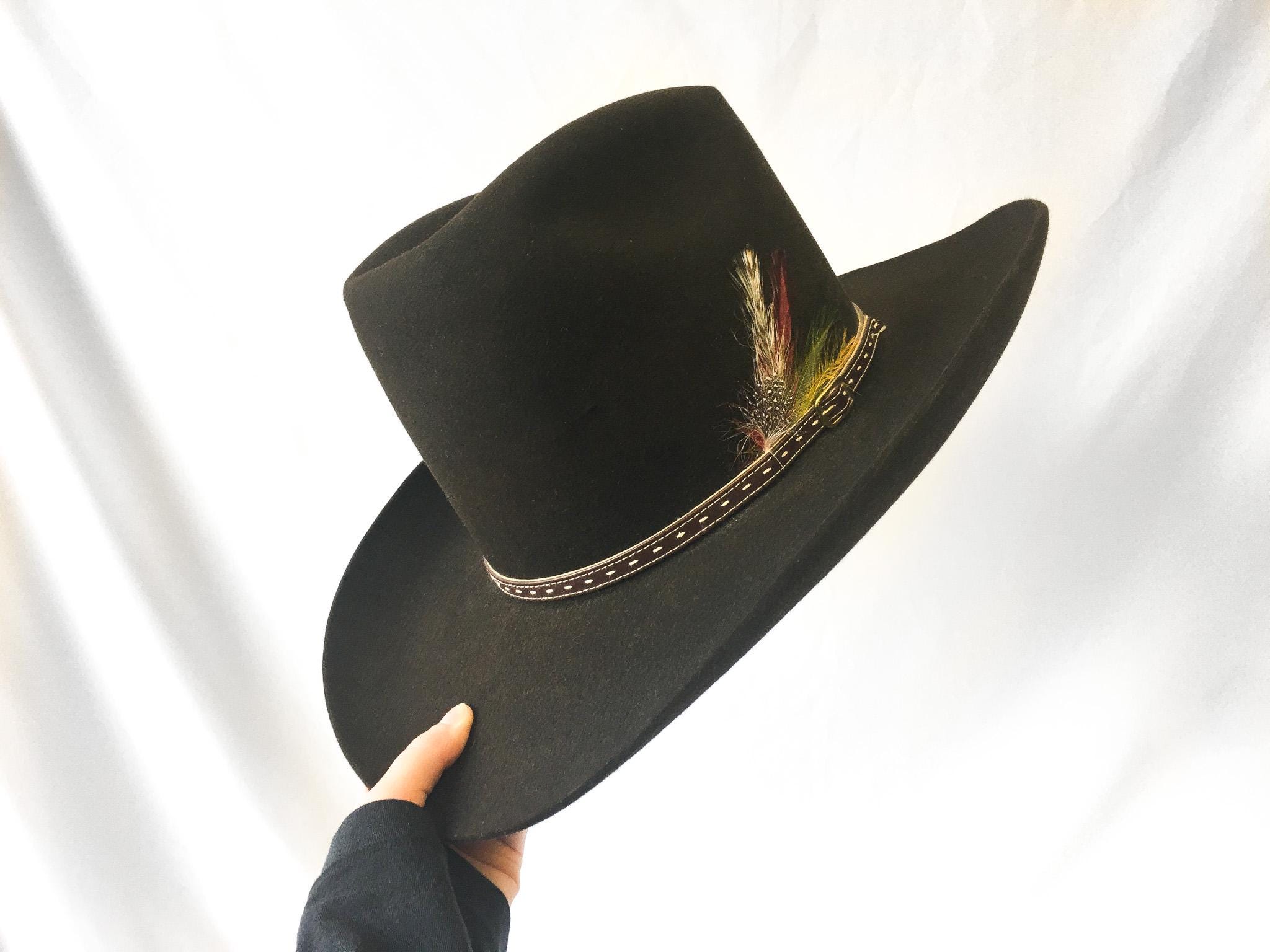 Vintage Stetson 4X Chocolate Brown Cowboy Hat With Red  display picture 2