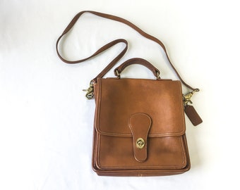 Vintage 90s COACH  Brown Leather Station Crossbody Bag with Top Handle, Style #5130, Excellent Condition, 90s Coach Purse