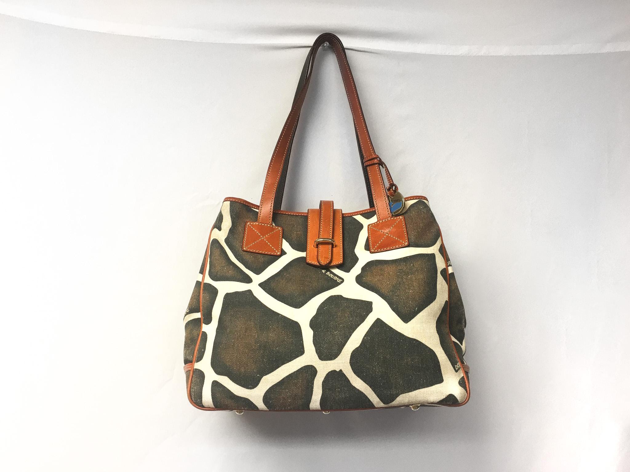 Y2K Dooney and Bourke Giraffe Animal Print Canvas Leather 