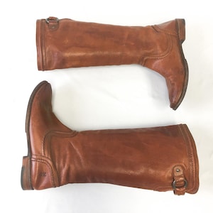 Vintage Inspired Frye Paige Trapunto Red/Brown Leather Knee High Riding Boots, Style #76140, Women&#39;s Sz. 10B, Vintage Western Boots