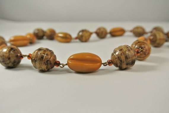 Vintage, 1940's, Bakelite Necklace, Mustard Swirl